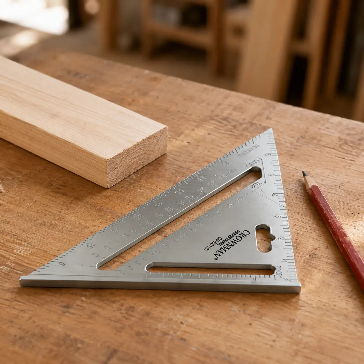 Escuadra carpintera aluminio 7 pulgadas detalle uso madera