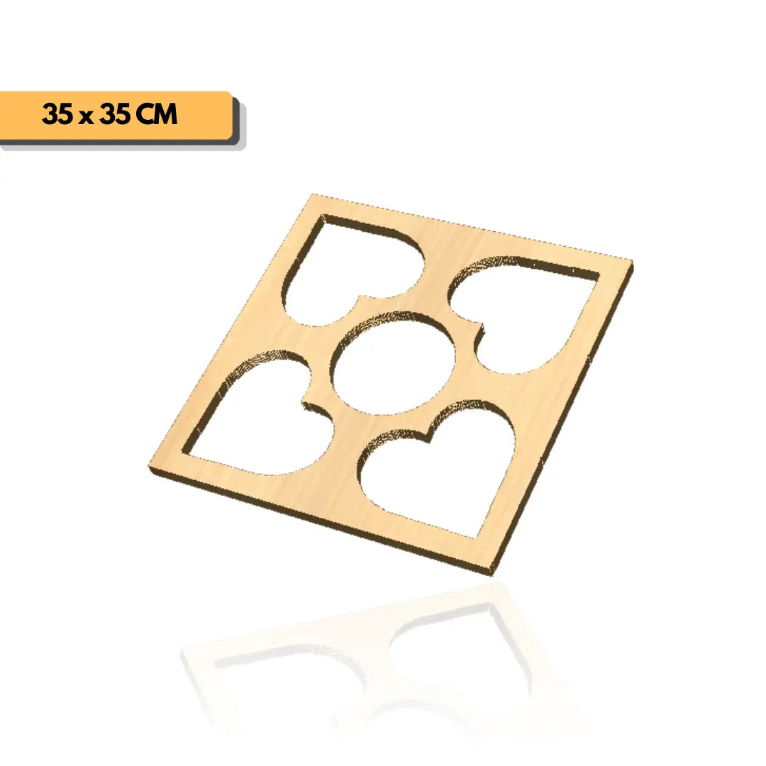 Plantilla corazones tabla de picar 35x35 cm para router y CNC