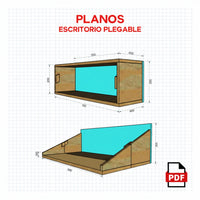 Planos PDF escritorio plegable en madera para router y CNC